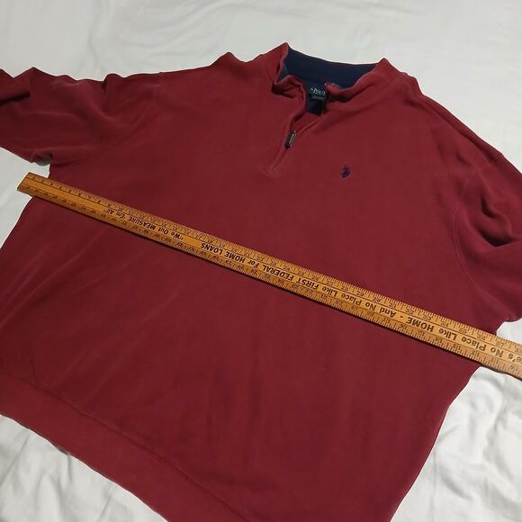 U.S. POLO ASSN. Men's 4XLT 1/4 Zip Red Long-Sleeved Pull Over 100% Cotton Shirt - Picture 7 of 11